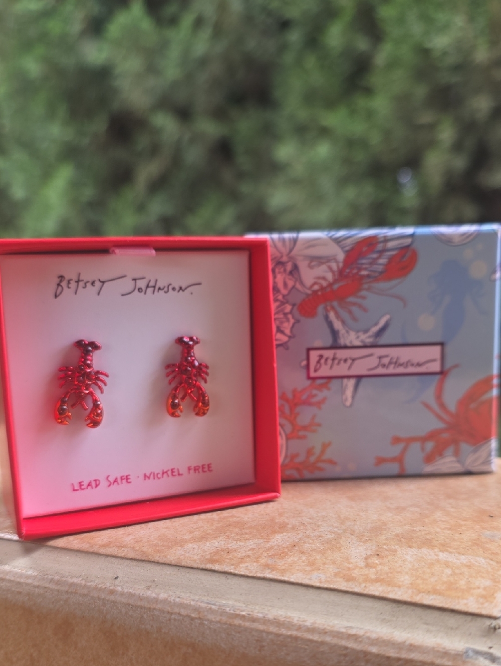 Betsey Johnson Bright Red Lobster Stud Earrings